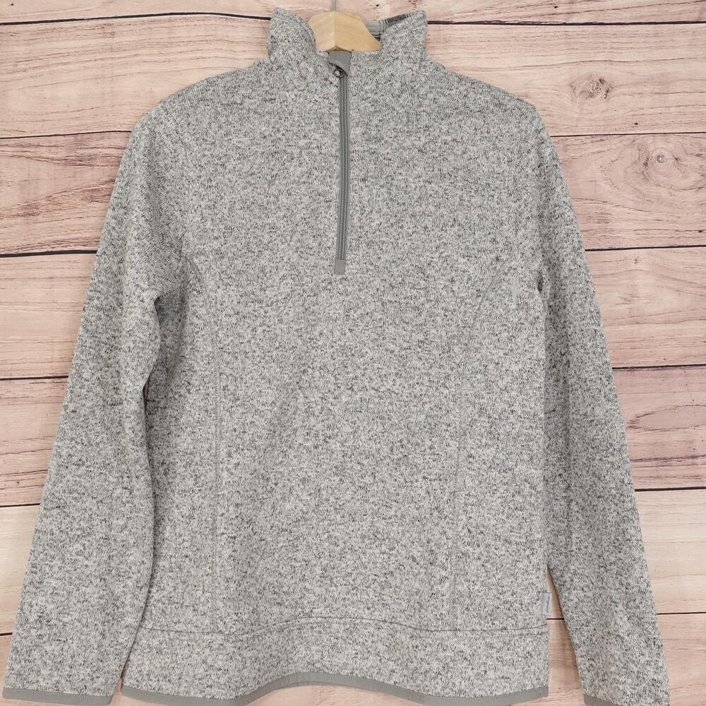 Eddie Bauer Sweater Womens Medium Gray‎ 1/4 Zip Fleece Pullover Mock Neck Cozy